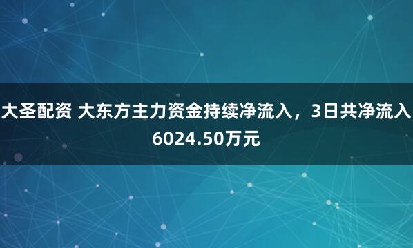 大圣配资 大东方主力资金持续净流入，3日共净流入6024.50万元