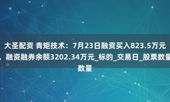 大圣配资 青矩技术：7月23日融资买入823.5万元，融资融券余额3202.34万元_标的_交易日_股票数量